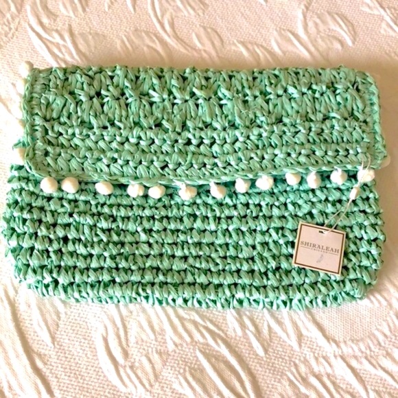 Shiraleah Handbags - NWOT Shiraleah Linda ladies Clutch in a lovely soft sea foam green woven fabric.